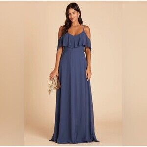 Birdy Grey Devin‎ Convertible Maxi Bridesmaid Dress Slate Blue Chiffon XSmall *